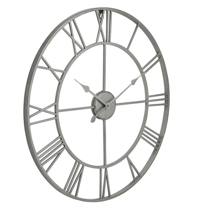 Silver Skeleton Wall Clock (70cm)1 - Duck Barn Interiors