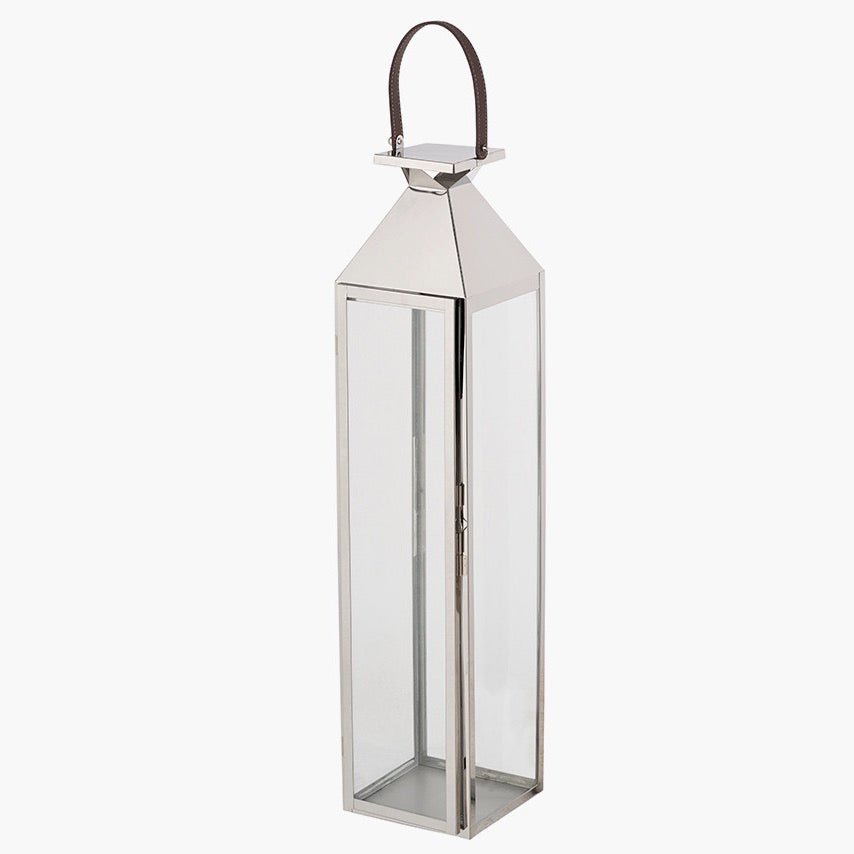 Silver Stainless Steel Glass Lantern - Medium3 - Duck Barn Interiors