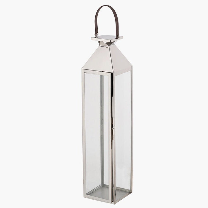 Silver Stainless Steel Glass Lantern - Medium3 - Duck Barn Interiors