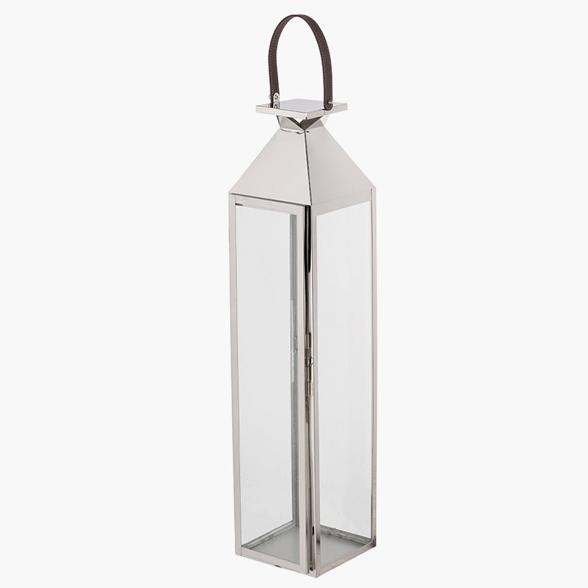 Silver Stainless Steel Glass Lantern - Medium2 - Duck Barn Interiors
