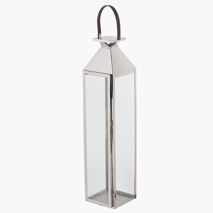 Silver Stainless Steel Glass Lantern - Medium2 - Duck Barn Interiors