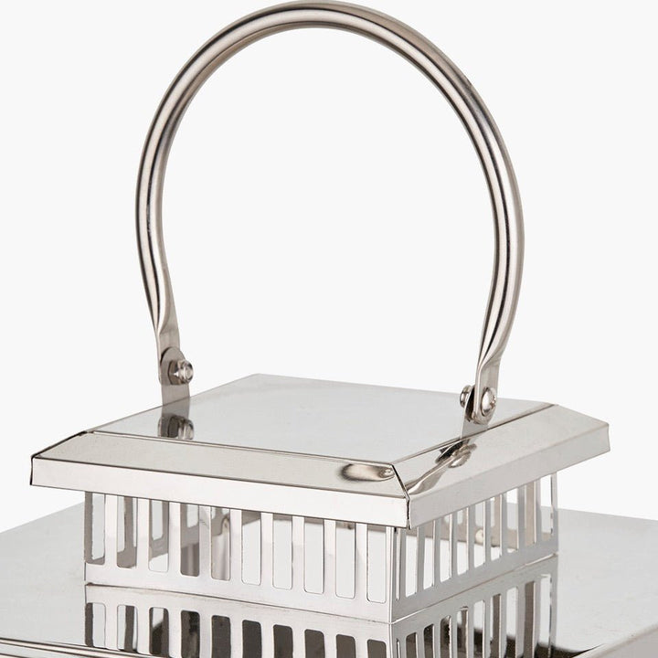 Silver Stainless Steel Rectangular Glass Lantern - Large3 - Duck Barn Interiors