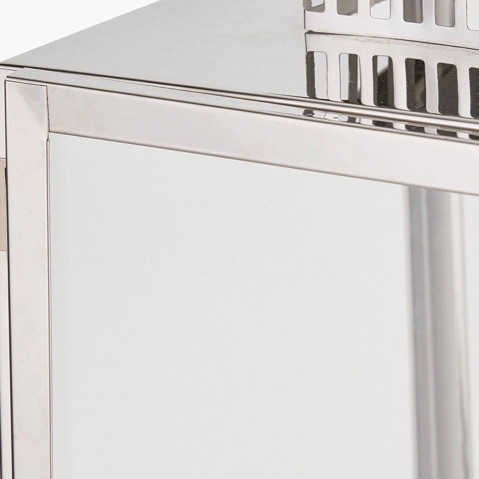 Silver Stainless Steel Rectangular Glass Lantern - Large6 - Duck Barn Interiors