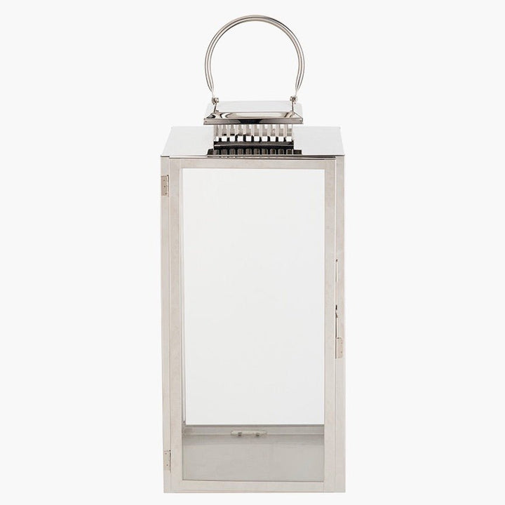 Silver Stainless Steel Rectangular Glass Lantern - Large5 - Duck Barn Interiors