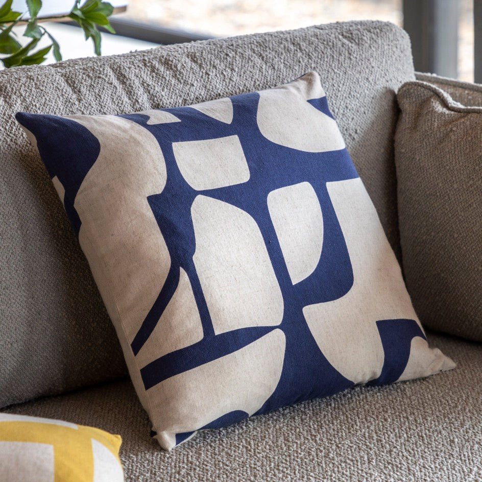 Skara Graphic Cushion - Ink Blue2 - Duck Barn Interiors