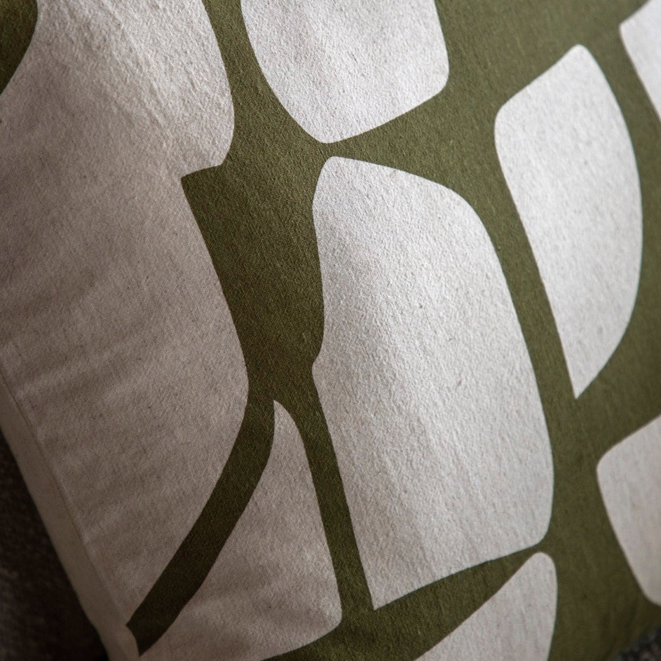 Skara Graphic Cushion - Olive3 - Duck Barn Interiors