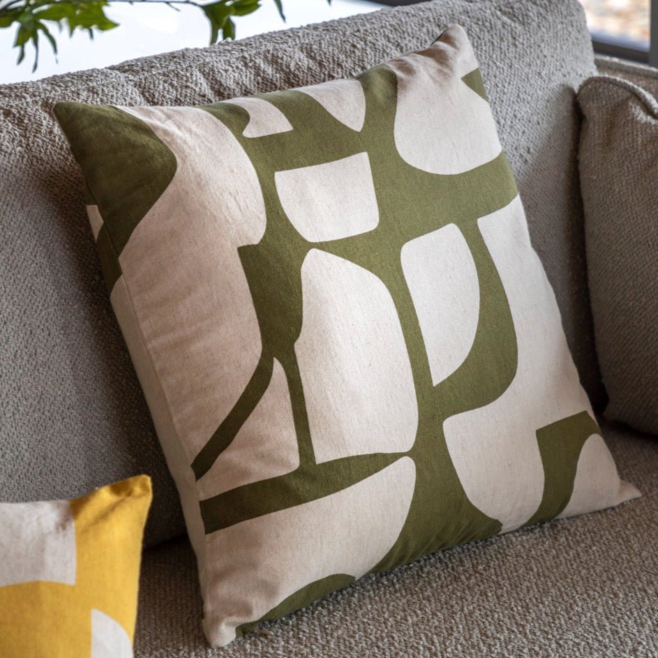 Skara Graphic Cushion - Olive1 - Duck Barn Interiors