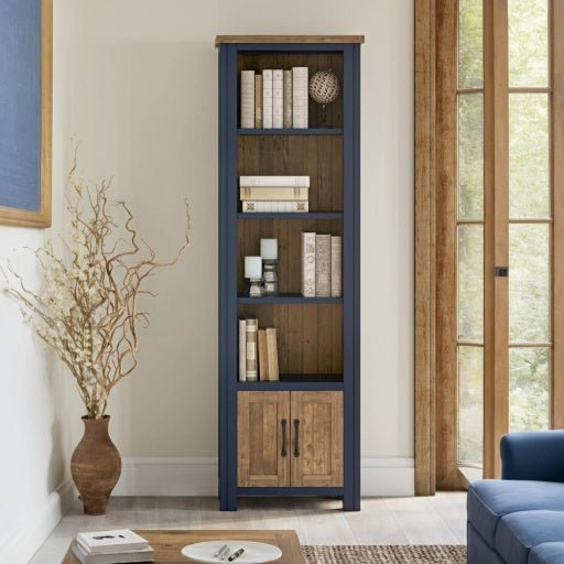Splash of Blue Narrow Bookcase2 - Duck Barn Interiors