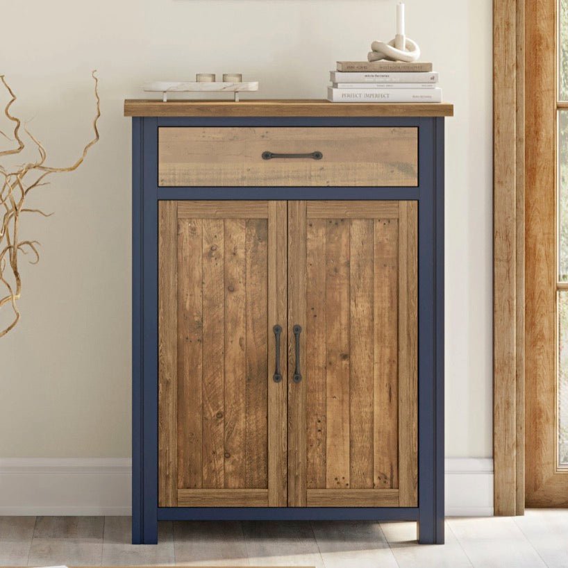 Splash of Blue Shoe Storage Cupboard With Drawer2 - Duck Barn Interiors