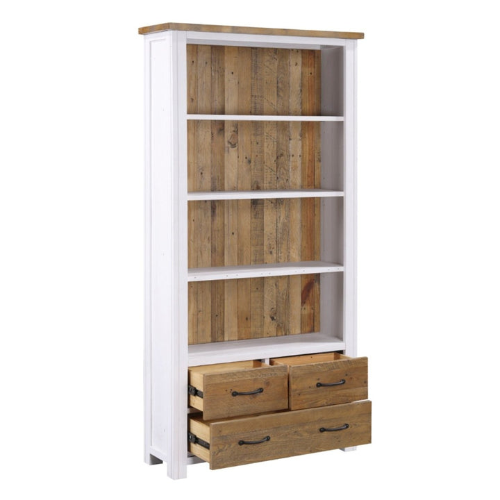 Splash of White Large Open Bookcase with Drawers3 - Duck Barn Interiors
