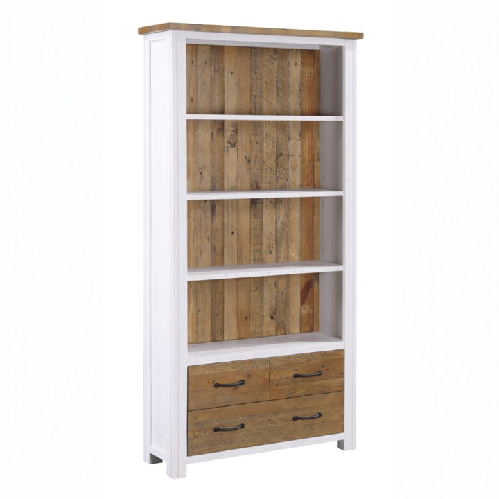 Splash of White Large Open Bookcase with Drawers1 - Duck Barn Interiors