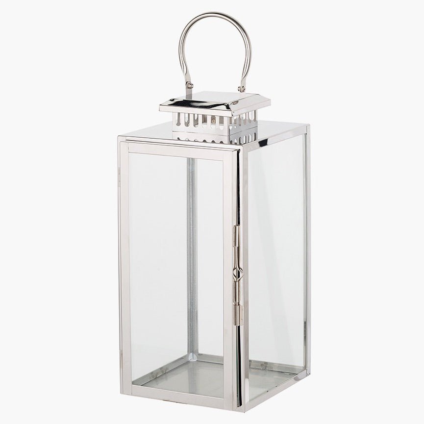 Stainless Steel Rectangular Glass Lantern - Medium3 - Duck Barn Interiors