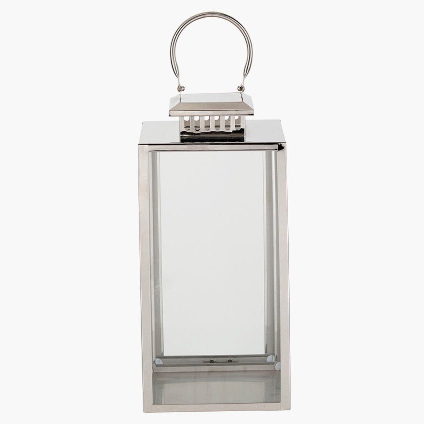 Stainless Steel Rectangular Glass Lantern - Medium5 - Duck Barn Interiors