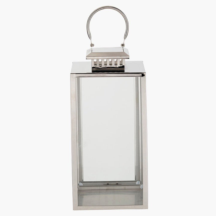 Stainless Steel Rectangular Glass Lantern - Medium5 - Duck Barn Interiors