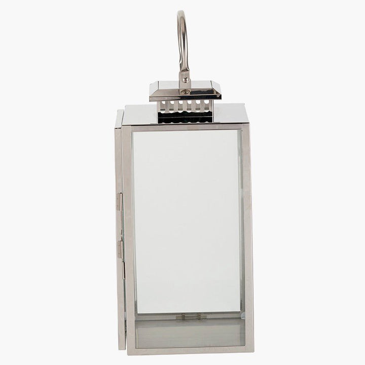 Stainless Steel Rectangular Glass Lantern - Medium4 - Duck Barn Interiors