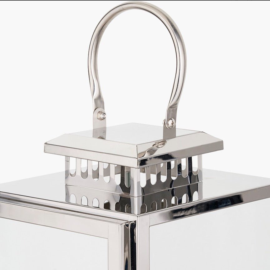 Stainless Steel Rectangular Glass Lantern - Medium6 - Duck Barn Interiors