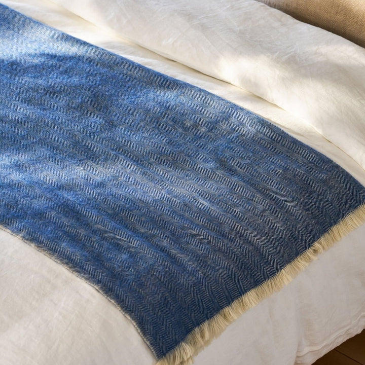 Stockwell Herringbone Wool Throw - Cove Blue1 - Duck Barn Interiors