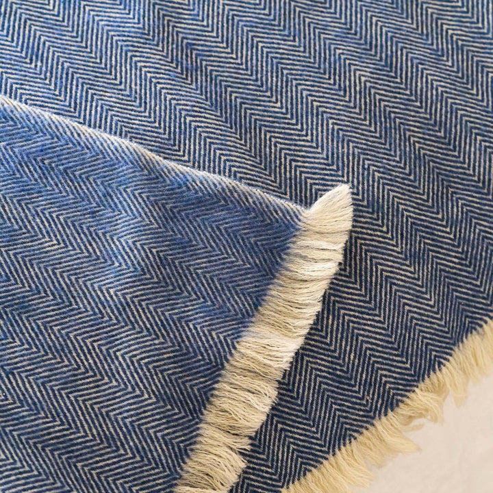 Stockwell Herringbone Wool Throw - Cove Blue2 - Duck Barn Interiors