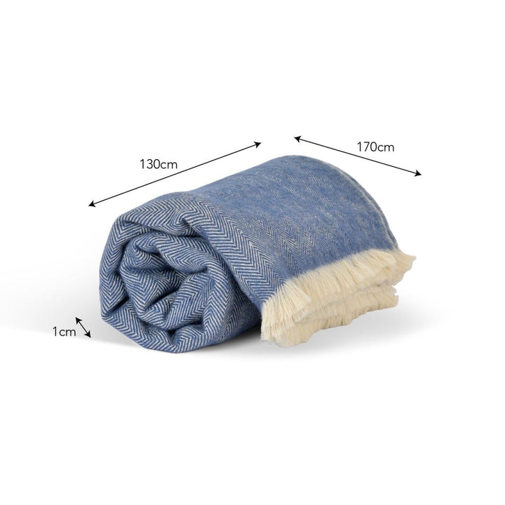 Stockwell Herringbone Wool Throw - Cove Blue4 - Duck Barn Interiors