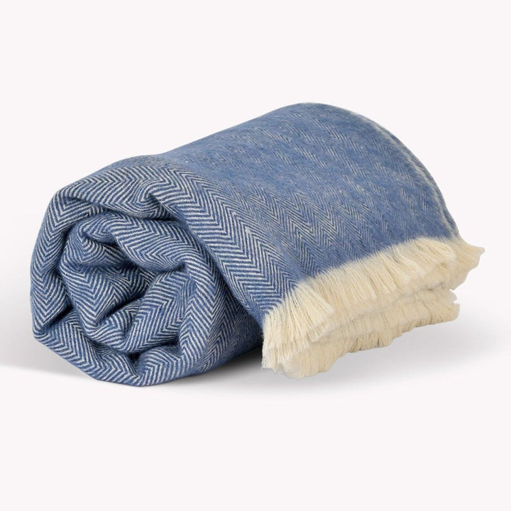 Stockwell Herringbone Wool Throw - Cove Blue3 - Duck Barn Interiors