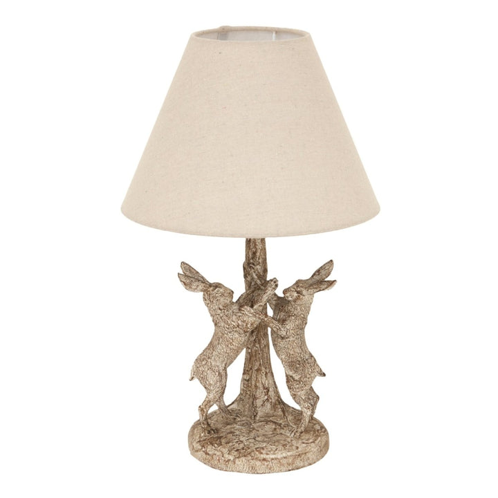 Stonewashed Marching Hares Lamp With Linen Shade1 - Duck Barn Interiors