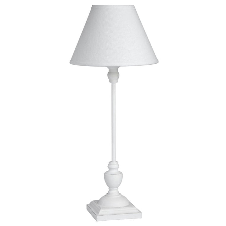 Symi White Slim Table Lamp with Linen Shade1 - Duck Barn Interiors