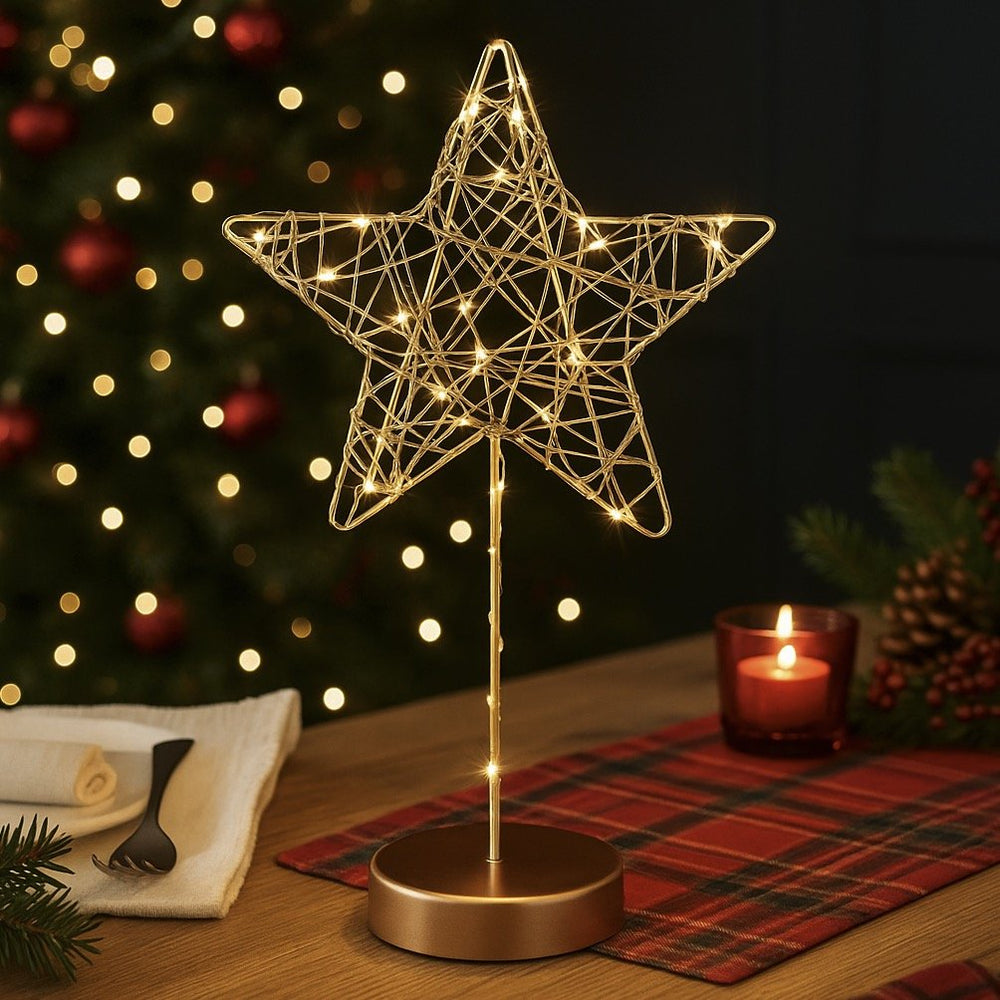 Table Star with Warm White LEDs - Gold - Battery Powered2 - Duck Barn Interiors