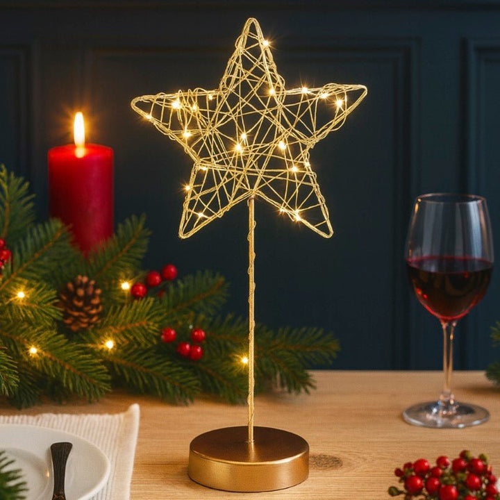 Table Star with Warm White LEDs - Gold - Battery Powered1 - Duck Barn Interiors