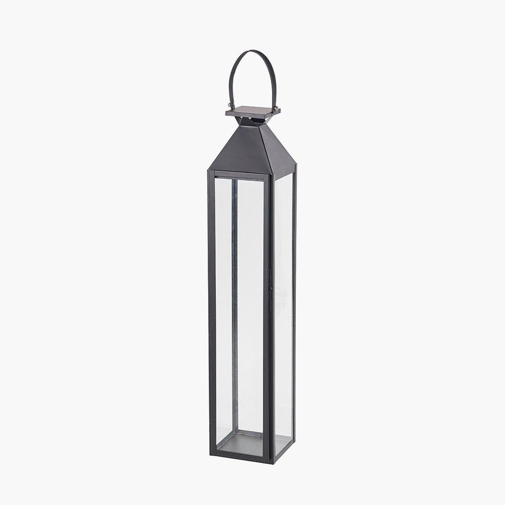 Tall Black Stainless Steel Glass Lantern - Large6 - Duck Barn Interiors