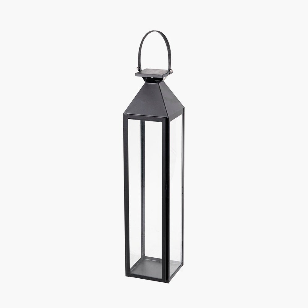 Tall Black Stainless Steel Glass Lantern - Medium7 - Duck Barn Interiors