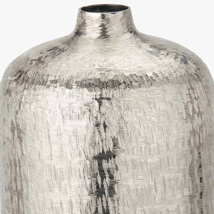 Tall Silver Metal Hammered Vase2 - Duck Barn Interiors