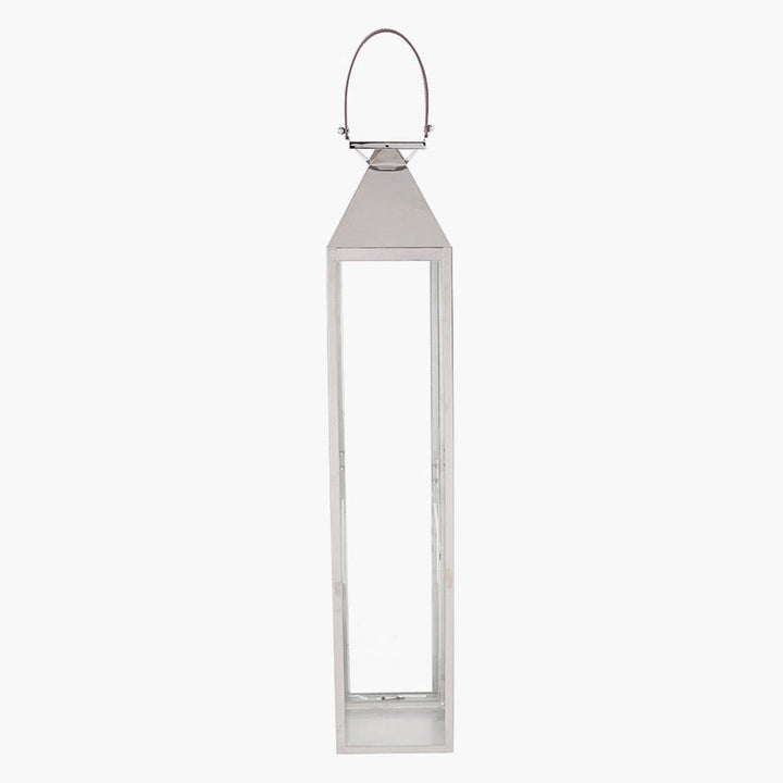 Tall Silver Stainless Steel Glass Lantern - Large5 - Duck Barn Interiors