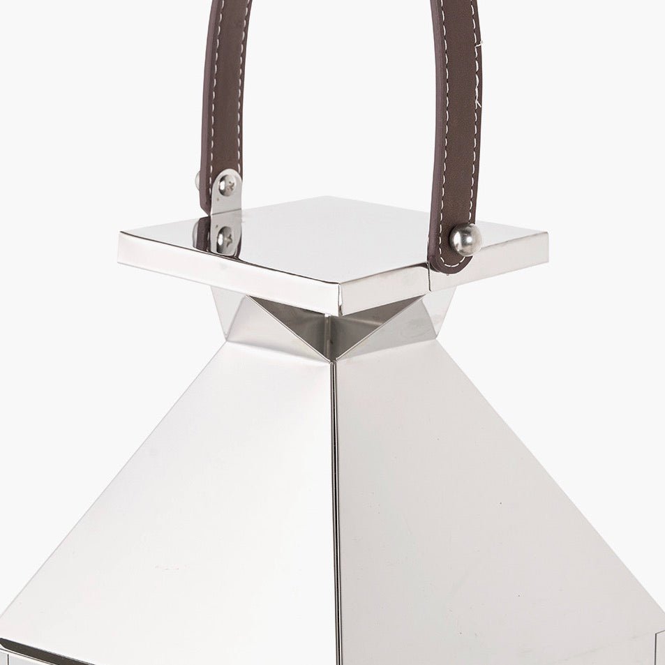 Tall Silver Stainless Steel Glass Lantern - Large7 - Duck Barn Interiors