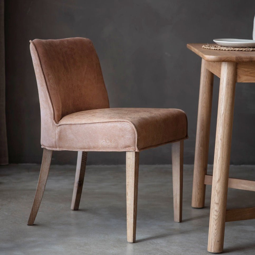 Tarnby Brown Leather Dining Chair (Pair)2 - Duck Barn Interiors