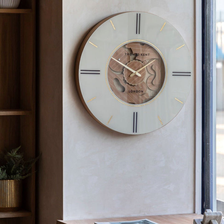 Thomas Kent Cogger Wall Clock - Oak (60cm)3 - Duck Barn Interiors