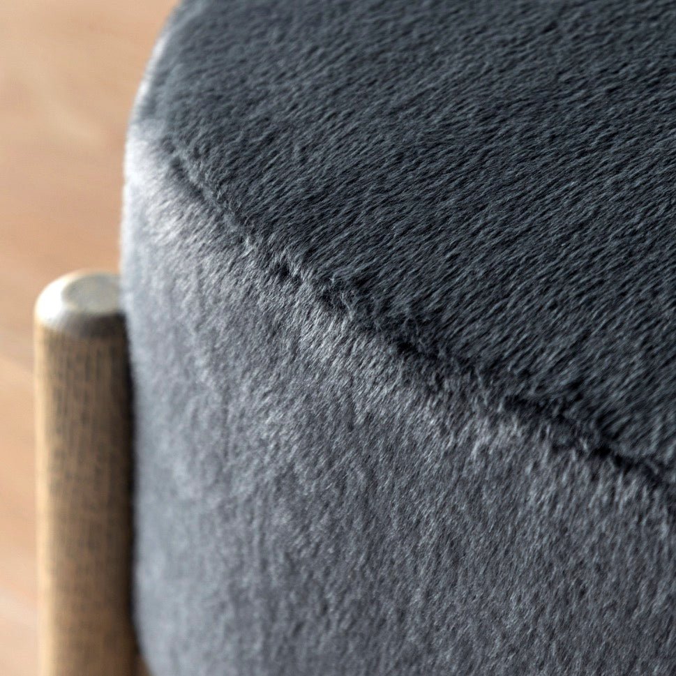 Tindon Round Footstool - Alaska Graphite3 - Duck Barn Interiors
