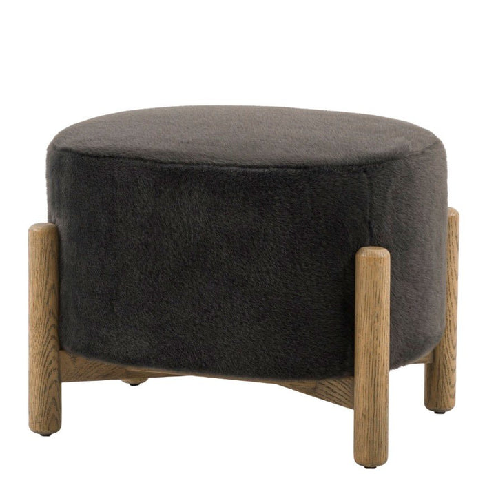 Tindon Round Footstool - Alaska Graphite5 - Duck Barn Interiors
