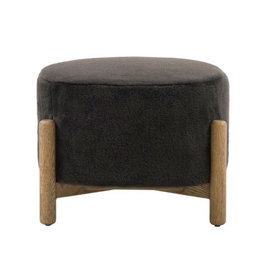 Tindon Round Footstool - Alaska Graphite9 - Duck Barn Interiors