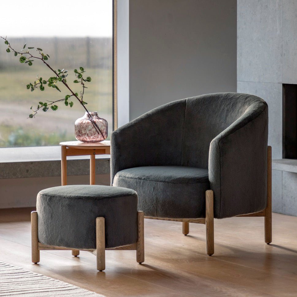 Tindon Round Footstool - Alaska Graphite4 - Duck Barn Interiors
