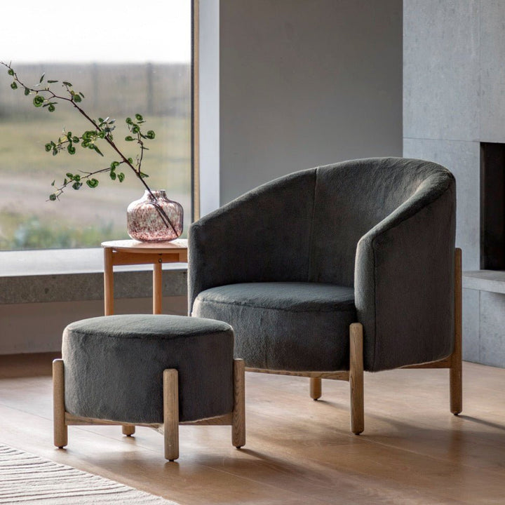 Tindon Round Footstool - Alaska Graphite4 - Duck Barn Interiors