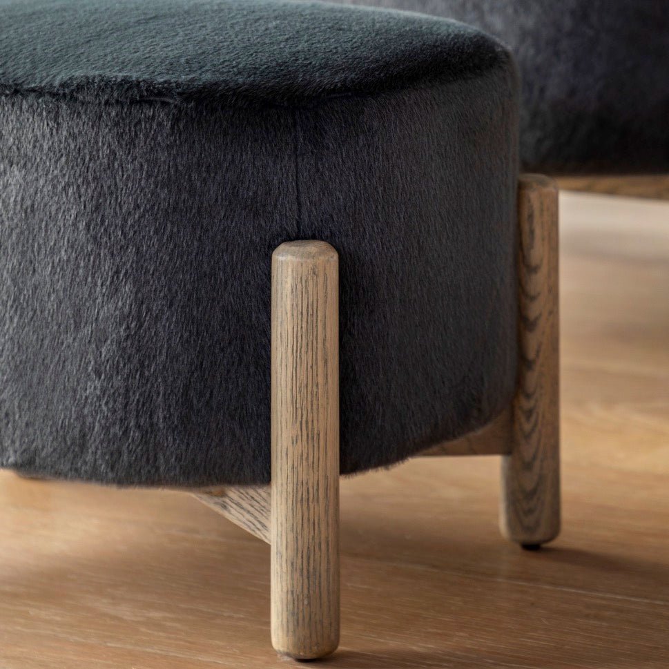 Tindon Round Footstool - Alaska Graphite2 - Duck Barn Interiors