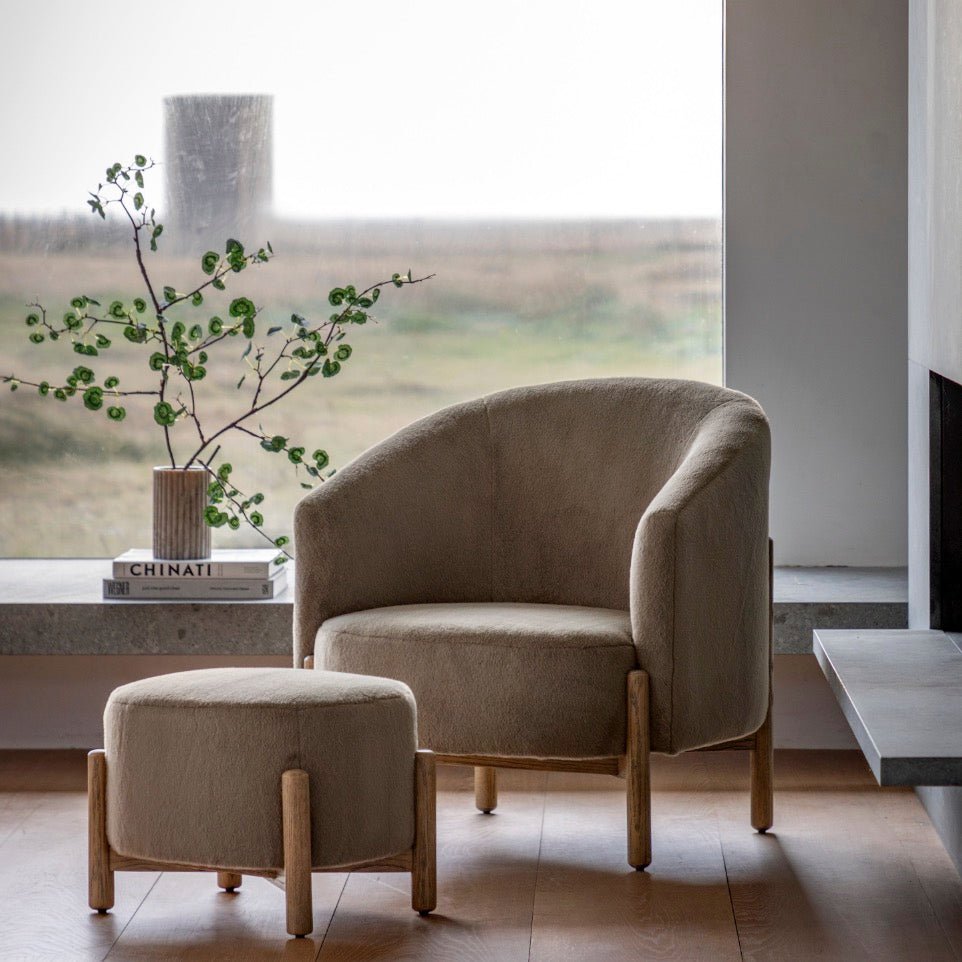 Tindon Round Footstool - Alaska Khaki4 - Duck Barn Interiors