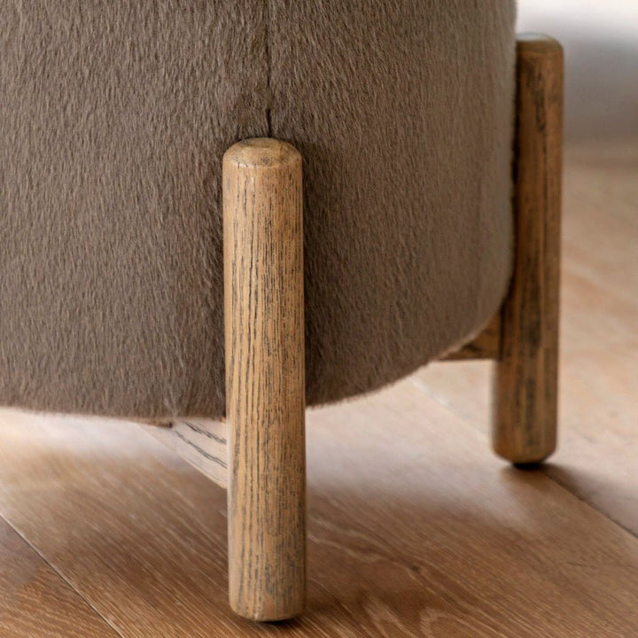 Tindon Round Footstool - Alaska Khaki2 - Duck Barn Interiors
