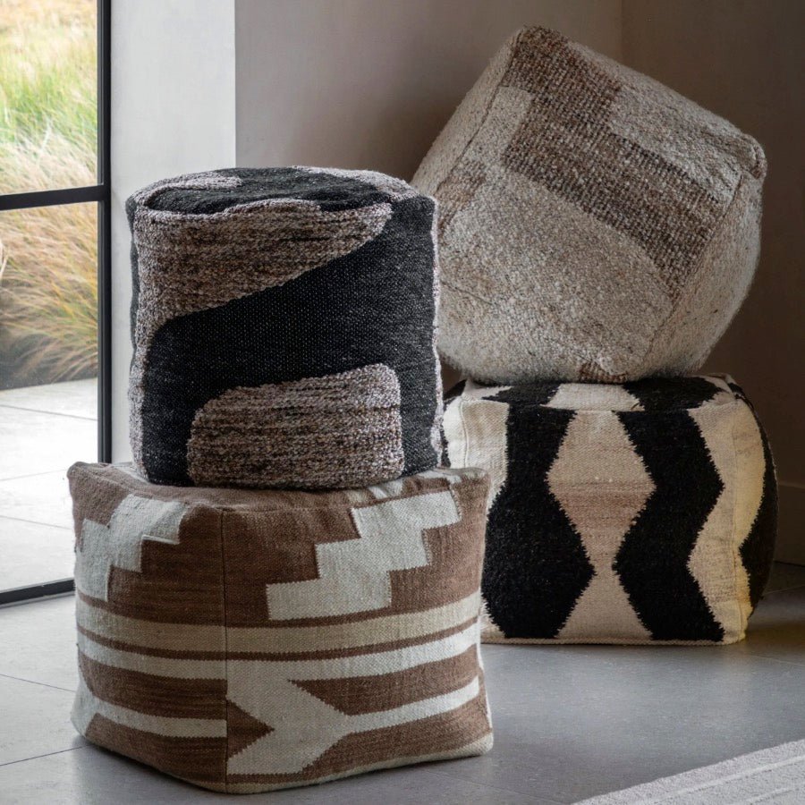 Visby Black & White Pouffe5 - Duck Barn Interiors