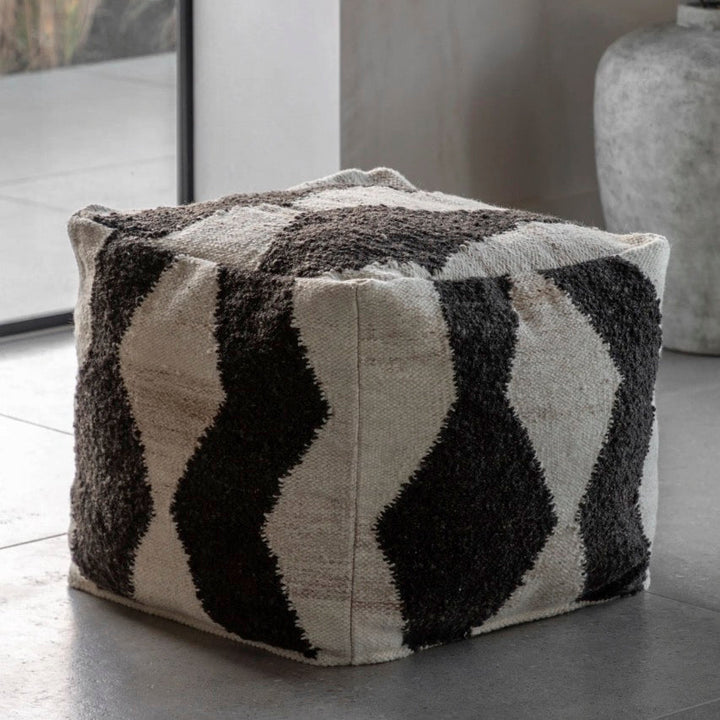 Visby Black & White Pouffe1 - Duck Barn Interiors