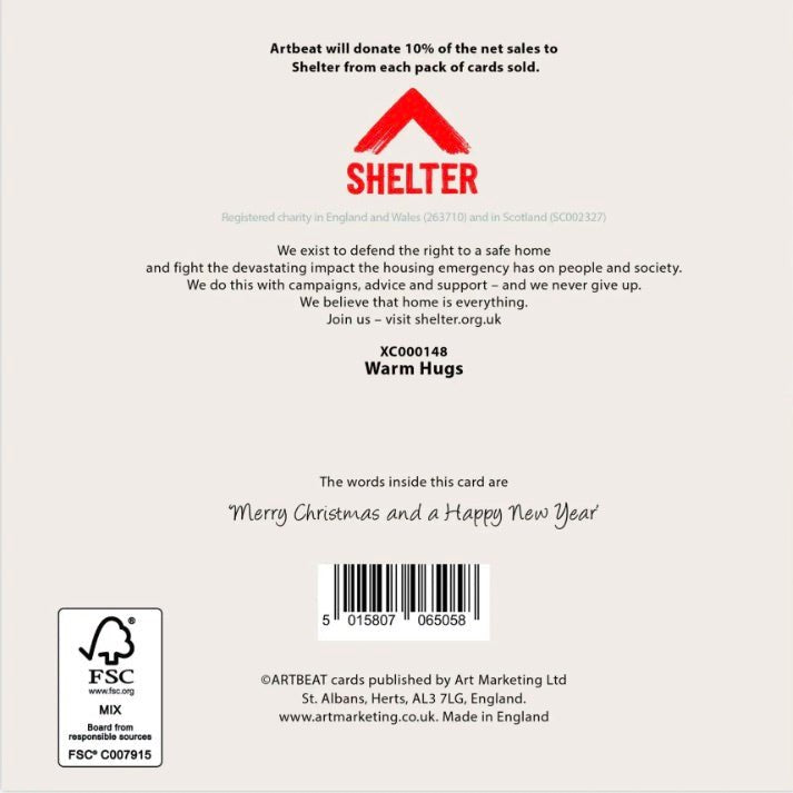 Warm Hugs Charity Christmas Cards - Pack of 63 - Duck Barn Interiors