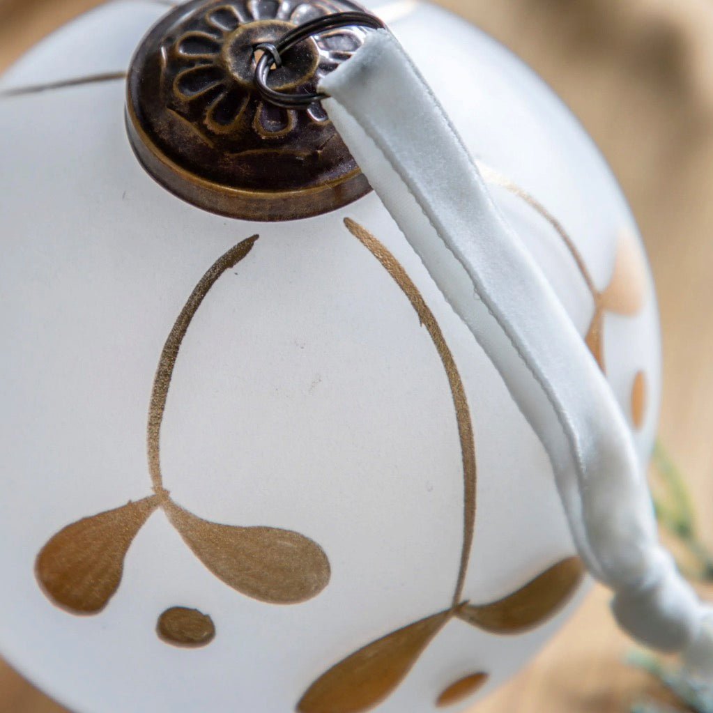 White and Gold Mistel Baubles - Set of 44 - Duck Barn Interiors