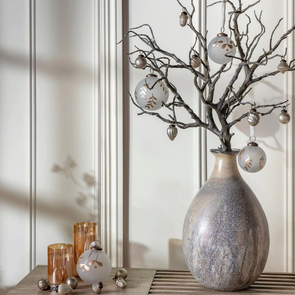 White and Gold Mistel Baubles - Set of 46 - Duck Barn Interiors