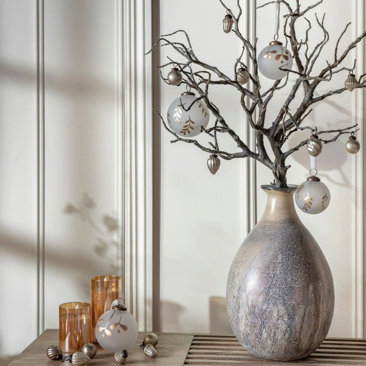 White and Gold Mistel Baubles - Set of 46 - Duck Barn Interiors