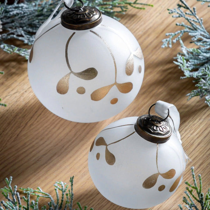 White and Gold Mistel Baubles - Set of 42 - Duck Barn Interiors